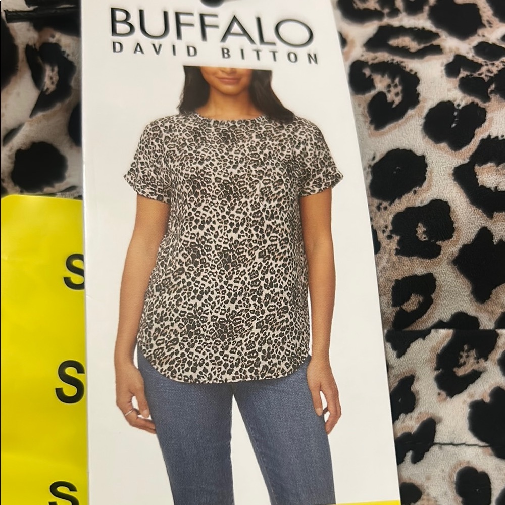 Buffalo David Bitton Fitted Black and Cream Blouse S NWT